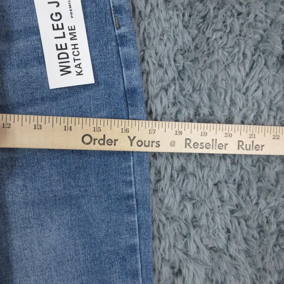 Katch Me Wide Leg Jeans Womens XS Washed High Rise Stretch Denim 24x28.5 NWT - Picture 6 of 16